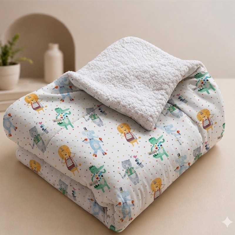 Manta MimiBaby estampa Circo Encantado, fundo branco
